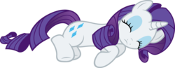 Size: 6000x2333 | Tagged: safe, artist:slb94, rarity, pony, unicorn, g4, the gift of the maud pie, eyes closed, female, frown, lying down, mare, simple background, sleeping, solo, transparent background, vector