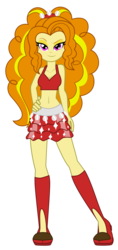 Size: 3000x6368 | Tagged: safe, artist:discorded-joker, adagio dazzle, equestria girls, g4, absurd resolution, belly button, boots, bra, clothes, commission, crop top bra, crossover, disney, female, gazelle (zootopia), knee-high boots, midriff, miniskirt, simple background, skirt, solo, transparent background, underwear, zootopia