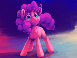 Size: 2000x1500 | Tagged: safe, artist:verulence, pinkie pie, g4, female, frown, looking at you, solo, unamused, when she doesn't smile, wide eyes