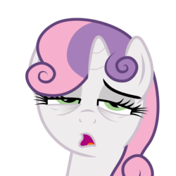 Size: 1000x1000 | Tagged: artist needed, safe, edit, vector edit, sweetie belle, g4, bags under eyes, eyelashes, eyeshadow, female, makeup, open mouth, simple background, solo, tired, transparent background, vector