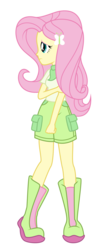 Size: 1553x4000 | Tagged: safe, artist:discorded-joker, fluttershy, equestria girls, g4, bandana, boots, clothes, female, high res, shorts, simple background, solo, transparent background
