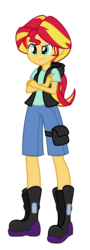 Size: 1076x3000 | Tagged: safe, artist:discorded-joker, sunset shimmer, equestria girls, g4, clothes, crossed arms, female, hoodie, shoes, shorts, simple background, solo, transparent background
