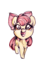 Size: 696x1012 | Tagged: safe, artist:buttersprinkle, apple bloom, g4, adorabloom, cute, female, solo, traditional art