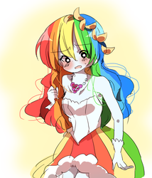 Size: 936x1092 | Tagged: safe, artist:lotte, rainbow dash, equestria girls, g4, at the gala, blushing, clothes, dress, female, humanized, rainbow dash always dresses in style, solo