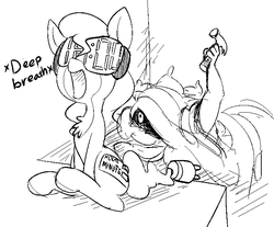 Size: 708x587 | Tagged: safe, artist:replica, oc, oc:allie, alarm clock pony, human, object pony, original species, alarm clock, chest fluff, grayscale, lineart, monochrome, palindrome get, ponified, this will end in pain