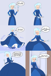 Size: 2700x4050 | Tagged: safe, artist:egstudios93, trixie, human, g4, clothes, dress, female, gown, humanized, impossibly large dress, magic, playing with dress, solo, speech bubble, the great and elegant trixie, wand