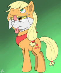 Size: 2500x3000 | Tagged: safe, artist:theartistsora, applejack, oc, oc:snowy sprinkles, g4, commission, cute, high res, tongue out