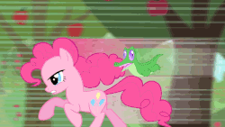 Size: 640x360 | Tagged: source needed, safe, screencap, gummy, pinkie pie, alligator, earth pony, pony, g4, party of one, season 1, angry, animated, animated screencap, gotta go fast, loop, perfect loop, running