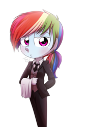 Size: 800x1184 | Tagged: safe, artist:fj-c, rainbow dash, equestria girls, g4, butler, clothes, female, solo, suit, three piece suit