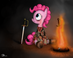 Size: 1000x805 | Tagged: safe, artist:dennismadden, pinkie pie, earth pony, pony, g4, dark souls, female, mare, solo, sword, weapon