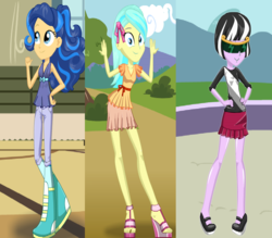 Size: 968x848 | Tagged: safe, artist:cg1995, brawly beats, flash sentry, ringo, equestria girls, g4, my little pony equestria girls: rainbow rocks, equestria guys, feet, flare warden, flash drive (band), harmony bass, melody drumline, rule 63, sandals