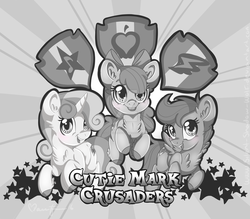 Size: 1600x1400 | Tagged: safe, artist:pvrii, apple bloom, scootaloo, sweetie belle, g4, cutie mark, cutie mark crusaders, monochrome, the cmc's cutie marks
