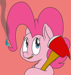 Size: 950x1000 | Tagged: safe, artist:pink-dooples, pinkie pie, g4, axe, female, pinkie pyro, solo