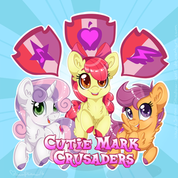 Size: 1600x1600 | Tagged: safe, artist:pvrii, apple bloom, scootaloo, sweetie belle, g4, colored hooves, cutie mark, cutie mark crusaders, open mouth, the cmc's cutie marks