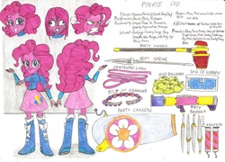 Size: 1024x736 | Tagged: safe, artist:metaldudepl666, pinkie pie, equestria girls, g4, amalur, armor, balloon, cannon, female, grenade, hammer, humanized, kingdoms of amalur, party cannon, pinkamena diane pie, rocket launcher, solo, traditional art, war hammer, weapon
