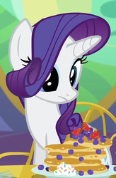 Size: 451x687 | Tagged: safe, screencap, rarity, castle sweet castle, g4, cropped, female, food, pancakes, rarity looking at food, solo