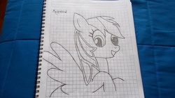 Size: 960x541 | Tagged: artist needed, source needed, safe, rainbow dash, g4, female, graph paper, lined paper, solo, traditional art
