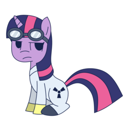 Size: 1000x1000 | Tagged: safe, artist:thepiday, derpibooru exclusive, twilight sparkle, pony, g4, back to the future, dr emmett brown, female, radiation suit, simple background, solo, transparent background