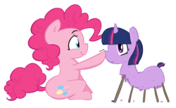 Size: 1007x618 | Tagged: safe, artist:shoutingisfun, pinkie pie, twilight sparkle, g4, boop, lego