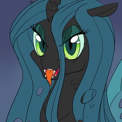 Size: 1280x1280 | Tagged: safe, artist:azurek, queen chrysalis, changeling, changeling queen, g4, female, solo, tongue out