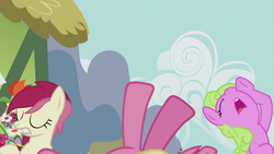 Size: 1920x1080 | Tagged: safe, screencap, daisy, flower wishes, lily, lily valley, roseluck, g4, season 5, slice of life (episode), female, flower trio, the horror, trio, trio female