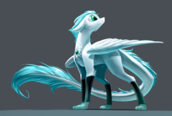 Size: 1748x1181 | Tagged: safe, artist:underpable, oc, oc only, oc:patch, dracony, dragon, feathered dragon, hybrid, pony, solo