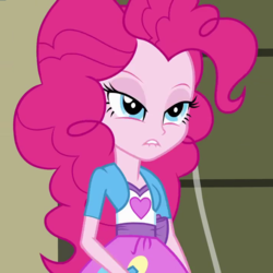 Size: 720x720 | Tagged: safe, screencap, pinkie pie, equestria girls, g4, cropped, female, lip bite, solo