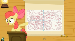 Size: 970x531 | Tagged: safe, screencap, apple bloom, g4, on your marks, cutie mark, discovery family logo, map, ponyville, the cmc's cutie marks