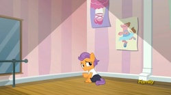 Size: 1665x929 | Tagged: safe, screencap, tender taps, earth pony, pony, g4, on your marks, ballet, clothes, colt, discovery family logo, frown, male, shy, solo, waving