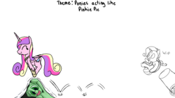 Size: 3200x1800 | Tagged: safe, artist:living_dead, artist:strangersaurus, princess cadance, rarity, alicorn, pony, unicorn, g4, behaving like pinkie pie, drawpile disasters, female, mare, pony cannonball