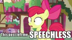 Size: 712x400 | Tagged: safe, screencap, apple bloom, g4, on your marks, image macro, meme, open mouth, reaction image, speechless