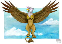 Size: 1200x852 | Tagged: safe, artist:neonpossum, gilda, griffon, female, flying, majestic, solo, spread wings