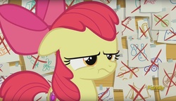 Size: 1615x932 | Tagged: safe, screencap, apple bloom, earth pony, pony, g4, on your marks, discovery family logo, frown