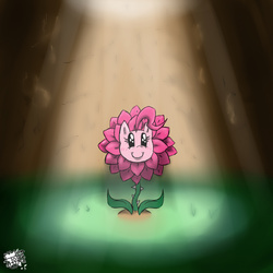 Size: 800x800 | Tagged: safe, artist:sanyo2100, pinkie pie, g4, dendrification, female, flower, flowey, inanimate tf, pure unfiltered evil, solo, species swap, tree, undertale, xk-class end-of-the-world scenario
