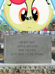 Size: 1280x1722 | Tagged: safe, edit, edited screencap, screencap, apple bloom, bee, family appreciation day, g4, on your marks, allergies, funny aneurysm moment, gravestone, harsher in hindsight, hilarious in hindsight