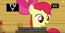 Size: 852x438 | Tagged: safe, screencap, apple bloom, earth pony, pony, g4, my little pony: friendship is magic, on your marks, meme, tv-y, youtube caption