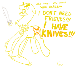 Size: 650x575 | Tagged: safe, artist:cogweaver, pony, knife, mad dummy, mannequin, newgrounds, ponified, solo, undertale