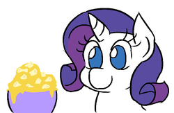 Size: 708x462 | Tagged: safe, artist:jargon scott, rarity, pony, unicorn, g4, cheese, female, food, macaroni, macaroni and cheese, pasta, rarity looking at food, solo
