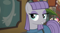 Size: 480x270 | Tagged: safe, screencap, beaude mane, luckette, maud pie, earth pony, pony, g4, the gift of the maud pie, animated, background pony, female, happy, irrational exuberance, mare, smiling, when she smiles
