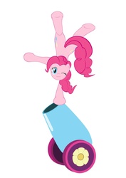 Size: 751x1063 | Tagged: safe, artist:alixnight, pinkie pie, earth pony, pony, g4, female, handstand, party cannon, solo, wink