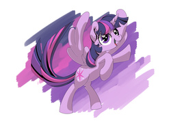 Size: 7016x4961 | Tagged: safe, artist:hananpacha, twilight sparkle, alicorn, pony, g4, absurd resolution, female, mare, rearing, solo, spread wings, twilight sparkle (alicorn)