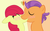 Size: 1308x810 | Tagged: safe, artist:marblelight, apple bloom, tender taps, g4, my little pony: friendship is magic, on your marks, blushing, female, kiss on the lips, kissing, male, ship:tenderbloom, shipping, straight