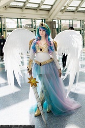 Size: 640x960 | Tagged: safe, artist:annalynncosplay, princess celestia, human, g4, cleavage, clothes, cosplay, costume, female, irl, irl human, photo, solo