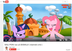 Size: 902x643 | Tagged: safe, screencap, pinkie pie, twilight sparkle, g4, bosnia, bosnian, dexter's laboratory, islam, mosque, why, youtube