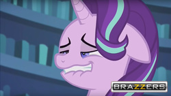 Size: 1275x718 | Tagged: safe, edit, edited screencap, screencap, starlight glimmer, g4, the crystalling, brazzers, faic, female, lip bite, out of context, solo, starlight glimmer is best facemaker
