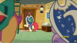 Size: 1278x722 | Tagged: safe, screencap, apple bloom, scootaloo, sweetie belle, g4, on your marks, boots, butt, clothes, cow belle, cowboy boots, cowboy hat, cutie mark crusaders, discovery family logo, hat, lederhosen, plot, skirt, technically an upskirt shot, yodeloo