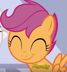 Size: 519x556 | Tagged: safe, screencap, scootaloo, pegasus, pony, g4, on your marks, cute, cutealoo, discovery family logo, eyes closed, female, filly, smiling, spread wings, wings