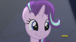 Size: 1008x565 | Tagged: safe, screencap, starlight glimmer, pony, unicorn, g4, no second prances, bust, cute, daaaaaaaaaaaw, discovery family logo, female, glimmerbetes, mare, portrait, smiling, solo