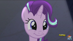Size: 1920x1080 | Tagged: safe, screencap, starlight glimmer, g4, no second prances, bust, discovery family logo, female, portrait, smiling, solo