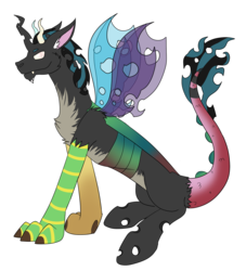 Size: 2000x2200 | Tagged: safe, artist:lastbutnotalise, oc, oc only, changeling, draconequus, hybrid, high res, interspecies offspring, male, offspring, parent:discord, parent:queen chrysalis, parents:discolis, solo
